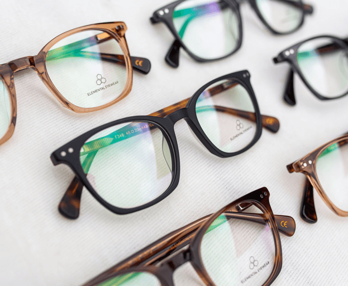 Product photo example showing various colors of eyeglasses.